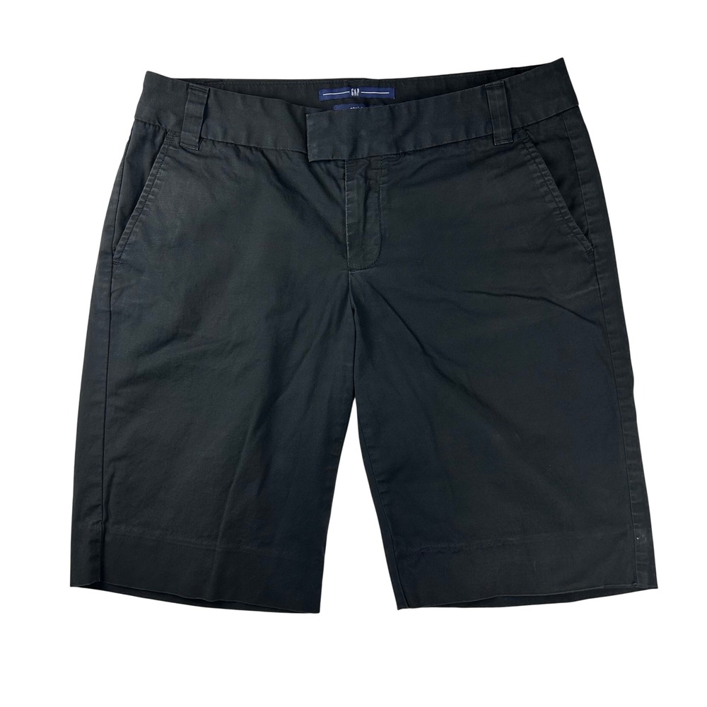 Gap Stretch Women Black Bermuda‎ Shorts Straight Chino Size 4